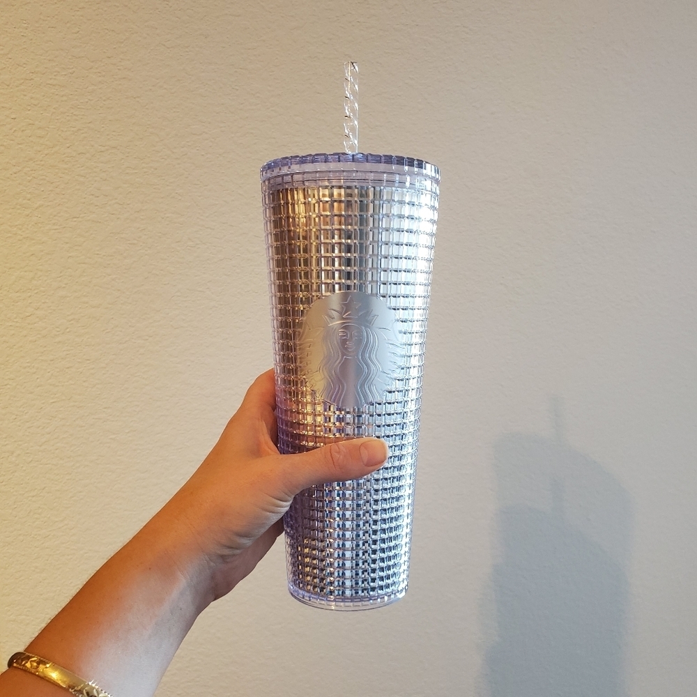 2020 Starbucks Holiday Silver Disco Ball Tumbler Venti Cold Cup Lid Straw New - Picture 6 of 9